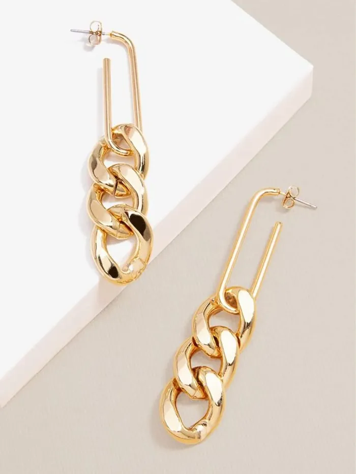 Necklaces Yellow Chimes Yellow Chimes Earrings for Women and Girls Fashion Golden Dangler Western Style Long Link Chain Danglers Earrings Birthday Gift for Girls Women Anniversary Gift for Wife