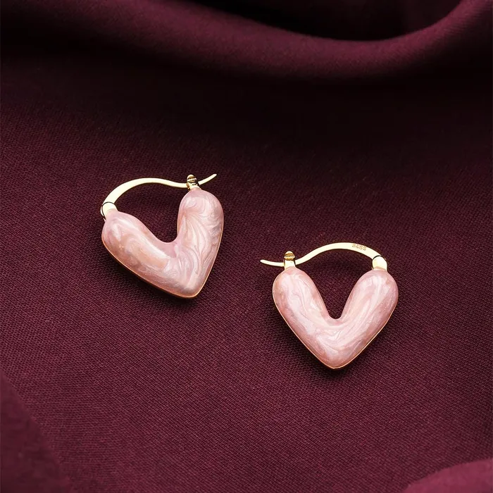 Necklaces Yellow Chimes Yellow Chimes Earrings for Women and Girls Fashion Pink Hoop Earrings Silver Toned Heart Shaped Hoops Earrings Birthday Gift for Girls Women Anniversary Gift for Wife