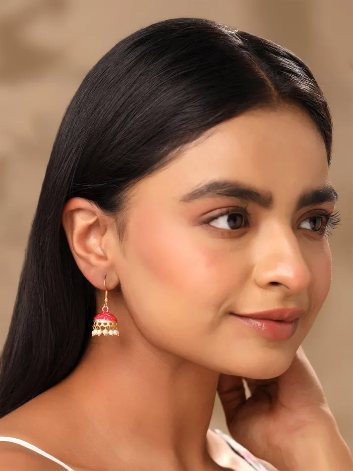 Necklaces Yellow Chimes Yellow Chimes Earrings for Women Girls Traditional Multicolor Jhumka Gold Plated Earring Set Dome Shape Jhumki Combo Accessories Jewellery Birthday Anniversary Gift