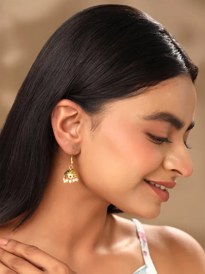 Necklaces Yellow Chimes Yellow Chimes Earrings for Women Girls Traditional Multicolor Jhumka Gold Plated Earring Set Dome Shape Jhumki Combo Accessories Jewellery Birthday Anniversary Gift