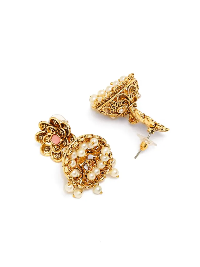 Necklaces Yellow Chimes Yellow Chimes Earrings for Women Oxidised Gold Plated Peacock Designed Crystal studded Beads Drop Chandbali Drop Earrings for Women and Girls ER 4