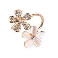 Necklaces Yellow Chimes Yellow Chimes Elegant Design Opal Collection Dual Flower Charm Gold Plated Stylish Rings for Women and GirlsAdjustable Necklaces Yellow Chimes Yellow Chimes Elegant Design Opal Collection Dual Flower Charm Gold Plated Stylish Rings for Women and GirlsAdjustable