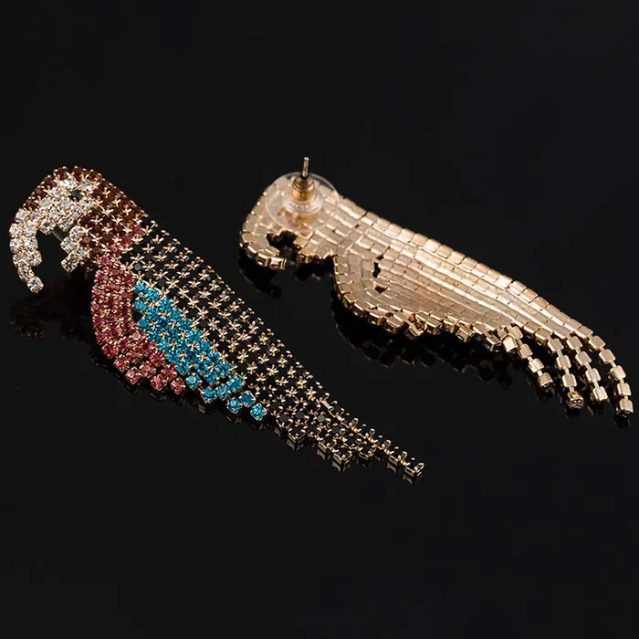 Necklaces Yellow Chimes Yellow Chimes Elegant Latest Fashion Gold Plated Crystal Bird design Multicolor Dangler Earrings for Women and Girls gold multicolor medium YCFJER602CRBRDMC