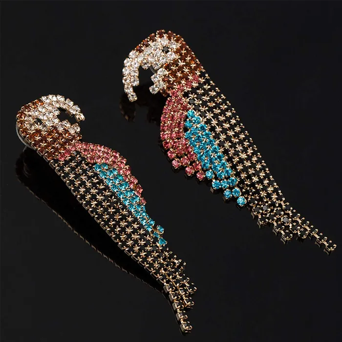 Necklaces Yellow Chimes Yellow Chimes Elegant Latest Fashion Gold Plated Crystal Bird design Multicolor Dangler Earrings for Women and Girls gold multicolor medium YCFJER602CRBRDMC