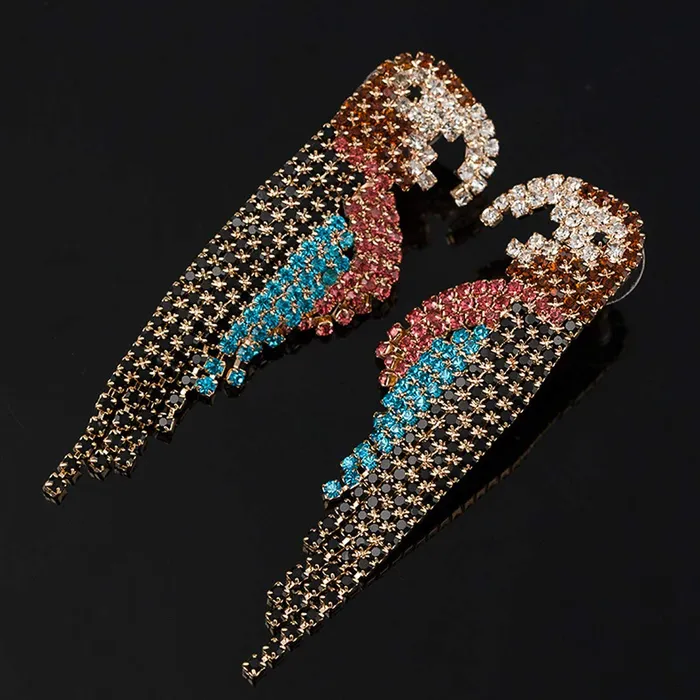 Necklaces Yellow Chimes Yellow Chimes Elegant Latest Fashion Gold Plated Crystal Bird design Multicolor Dangler Earrings for Women and Girls gold multicolor medium YCFJER602CRBRDMC