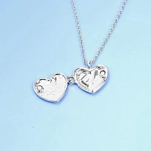 Necklaces Yellow Chimes Yellow Chimes Heart Locket for Women Silver Heart Locket OpenAble Style Best Friends Necklace Chain Pendant for Girls and WomenBestie Gift