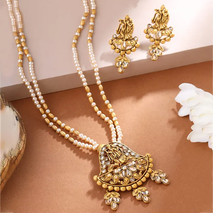 Necklaces Yellow Chimes Yellow Chimes Jewellery Set for Women and Girls Beads Necklace Set for Women Gold Plated Charm Drop Beads Beaded Necklace Set Birthday Gift for girls and women Anniversary Gift for Wife