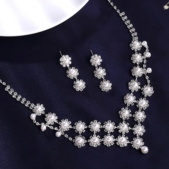 Necklaces Yellow Chimes Yellow Chimes Jewellery Set For Women Floral Pearl Studded Choker Necklace Set With Earring For Women and Girls