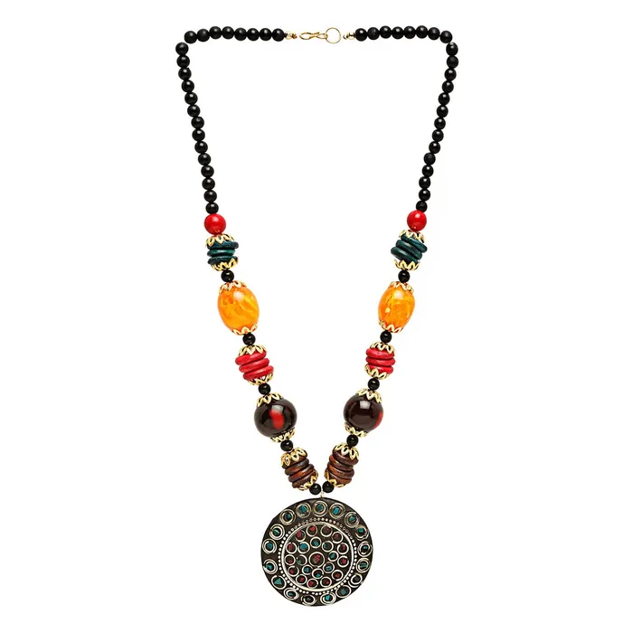 Necklaces Yellow Chimes Yellow Chimes Jewellery Set for Women Traditional Silver Oxidised Jewellery Set Multicolor Necklace Set Beads Oxidized Necklace Set Birthday Gift For Girls Women Anniversary Gift for Wife