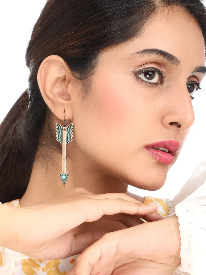 Necklaces Yellow Chimes Yellow Chimes Latest Fashion Gold Plated Geometric Design Dangle Earrings for Women and Girls Design 5