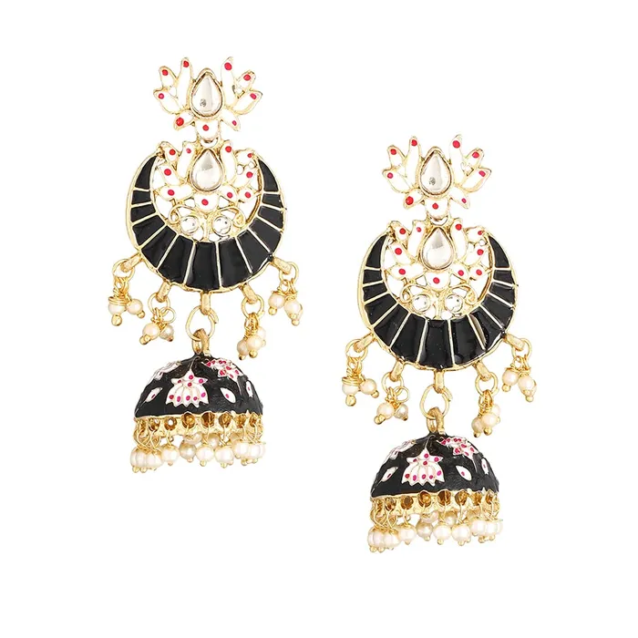 Necklaces Yellow Chimes Yellow Chimes Meenakari Jhumka Earrings for Women Ethnic Gold Plated Traditional Black Chandbali Jhumka Earrings for Women and Girls Necklaces Yellow Chimes Yellow Chimes Meenakari Jhumka Earrings for Women Ethnic Gold Plated Traditional Black Chandbali Jhumka Earrings for Women and Girls