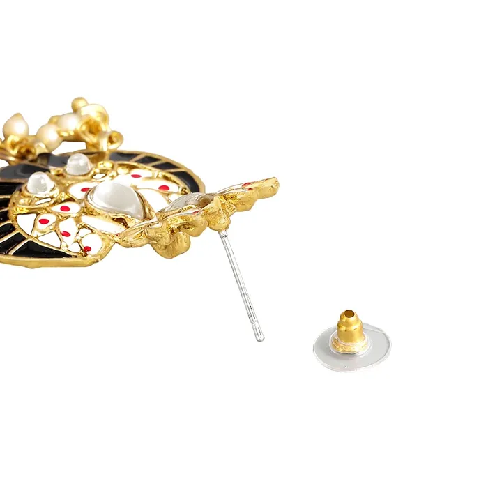 Necklaces Yellow Chimes Yellow Chimes Meenakari Jhumka Earrings for Women Ethnic Gold Plated Traditional Black Chandbali Jhumka Earrings for Women and Girls