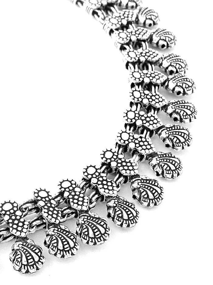 Necklaces Yellow Chimes Yellow Chimes Oxidised Necklace Set Silver Kolhapuri Necklace Traditional Necklace Set For Women Girls