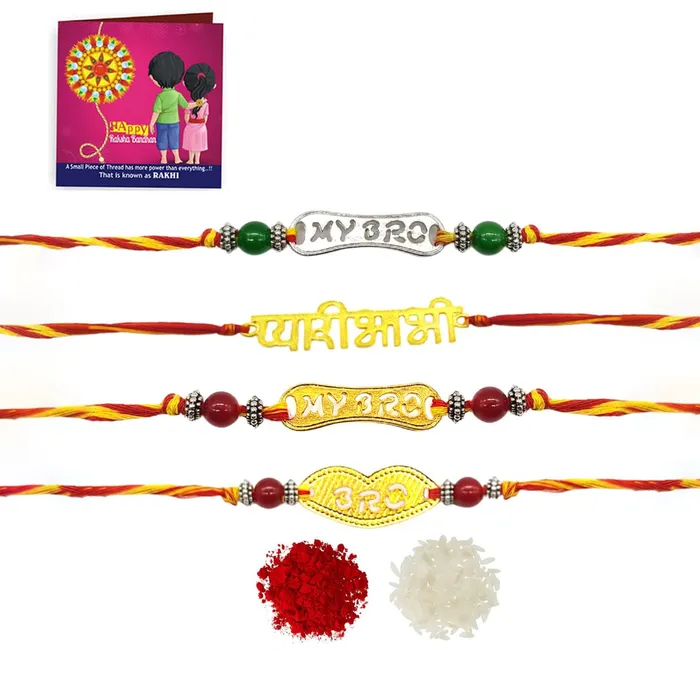 Necklaces Yellow Chimes Yellow Chimes Rakhi for Brother Combo of 4 Rakhi Set for Brother Traditional Gold and Silver Plated Rakhi Set for Brother and Sister Rakhi with Roli Chawal and Greeting Card Necklaces Yellow Chimes Yellow Chimes Rakhi for Brother Combo of 4 Rakhi Set for Brother Traditional Gold and Silver Plated Rakhi Set for Brother and Sister Rakhi with Roli Chawal and Greeting Card