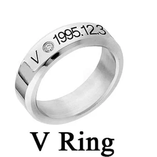 Necklaces Yellow Chimes Yellow Chimes Ring for Men BTS Rings Stainless Steel Silver Ring Kpop BTS Bangtan Members Name and Date of Birth Engraved Ring for Men and Boys