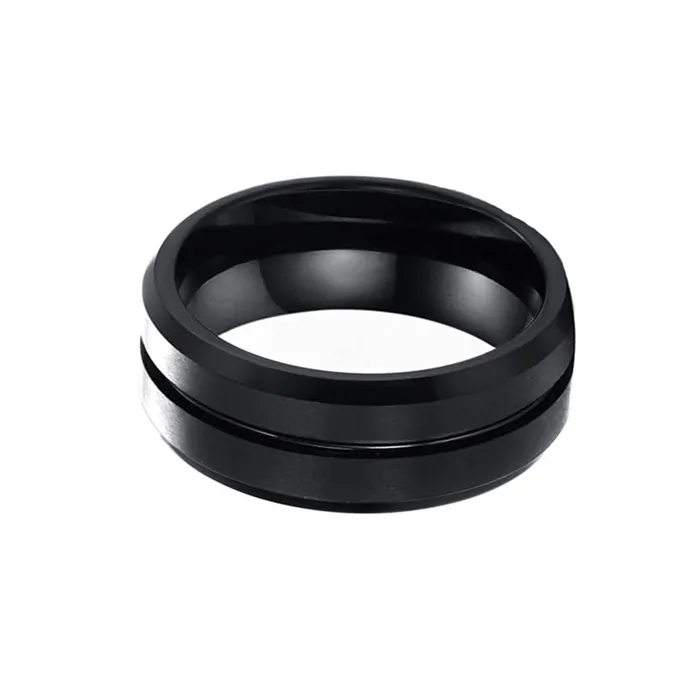 Necklaces Yellow Chimes Yellow Chimes Rings for Men Black Polished Smooth Finished Metal Stainless Steel Band Ring for Men and boys