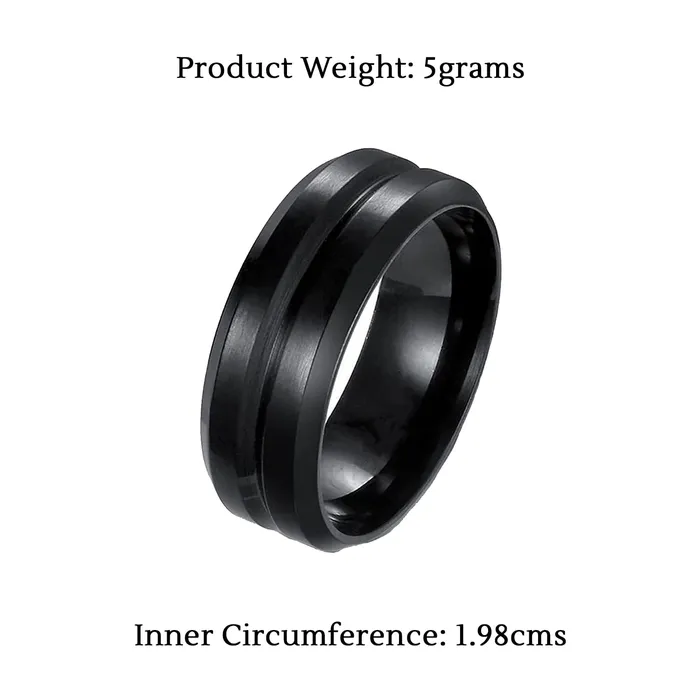 Necklaces Yellow Chimes Yellow Chimes Rings for Men Black Polished Smooth Finished Metal Stainless Steel Band Ring for Men and boys
