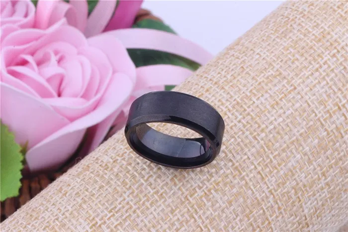 Necklaces Yellow Chimes Yellow Chimes Rings for Women Black Ring 316L Stainless Steel Black Band Ring Women and Girls 8