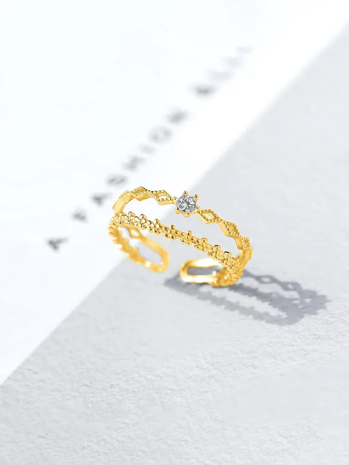 Necklaces Yellow Chimes Yellow Chimes Rings for Women Girls Ring for Girls Gold Tone Crystal Studded Multi Layered Adjustable Finger Ring for Women Birthday Gift For girls women Anniversary Gift for Wife
