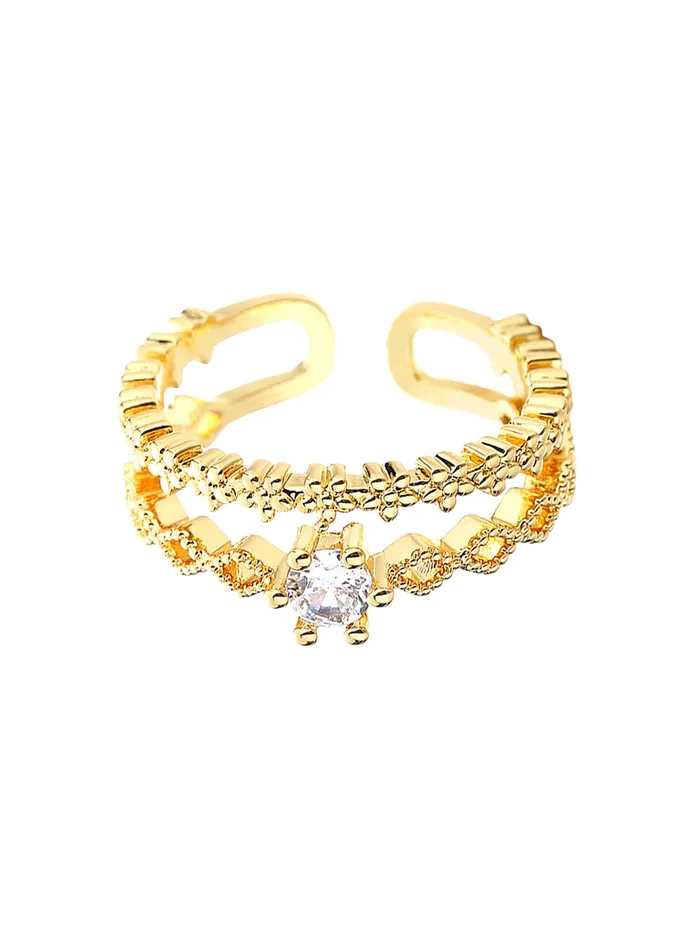 Necklaces Yellow Chimes Yellow Chimes Rings for Women Girls Ring for Girls Gold Tone Crystal Studded Multi Layered Adjustable Finger Ring for Women Birthday Gift For girls women Anniversary Gift for Wife