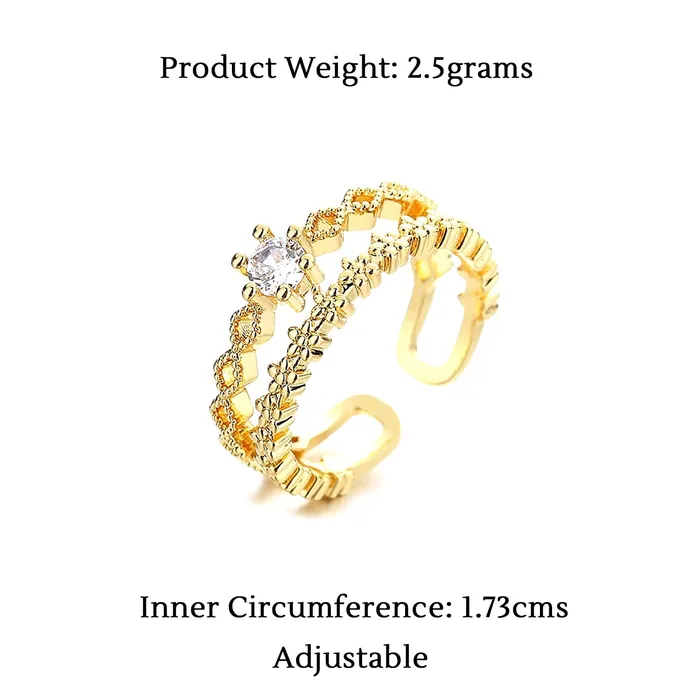 Necklaces Yellow Chimes Yellow Chimes Rings for Women Girls Ring for Girls Gold Tone Crystal Studded Multi Layered Adjustable Finger Ring for Women Birthday Gift For girls women Anniversary Gift for Wife