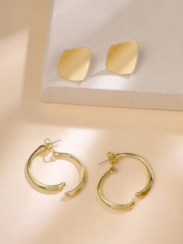 Necklaces Yellow Chimes Yellow Chimes Stud Earrings for Women Fashion Golden Studs Drop Earrings for Girls Combo of 2 Pairs Earrings Set Birthday Anniversary Gift for Girls Wife