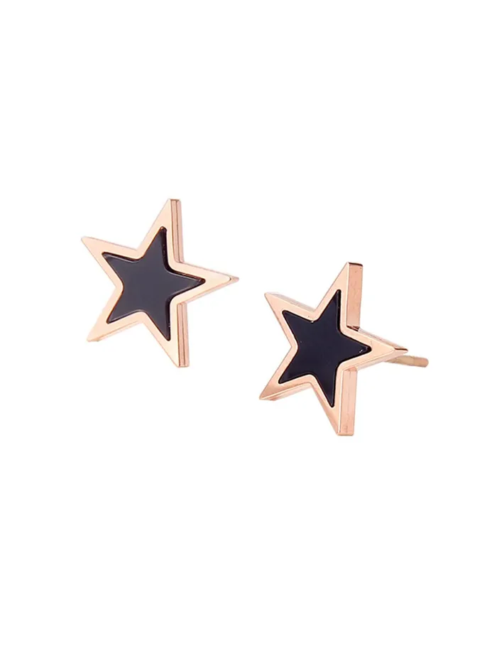 Necklaces Yellow Chimes Yellow Chimes Stud Earrings for Women Western Rose Gold Plated Stainless Steel Black Star Shaped Studs Earrings For Women and Girls Necklaces Yellow Chimes Yellow Chimes Stud Earrings for Women Western Rose Gold Plated Stainless Steel Black Star Shaped Studs Earrings For Women and Girls
