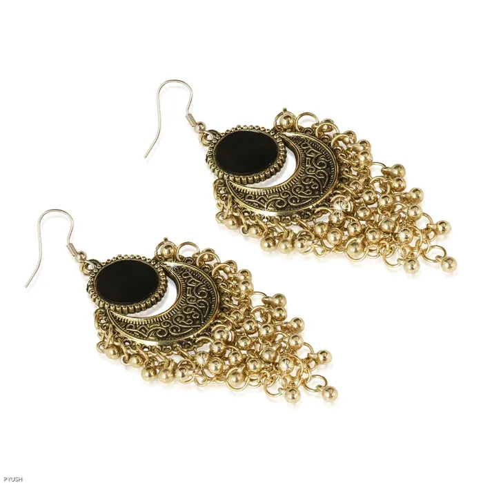 Necklaces Yellow Chimes Yellow Chimes Stylish Oxidized Combo Set Silver Golden Chandbali Earrings for Women and Girls