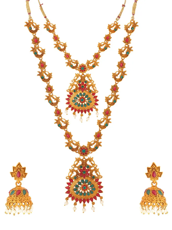 Necklaces Yellow Chimes Yellow Chimes traditional Jewellery Set for Women GoldPlated Temple Necklace Set StoneStudded Necklace Set For Women Girls NK 6 Necklaces Yellow Chimes Yellow Chimes traditional Jewellery Set for Women GoldPlated Temple Necklace Set StoneStudded Necklace Set For Women Girls NK 6