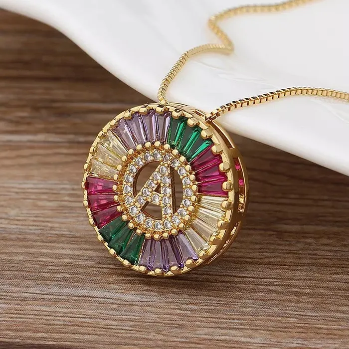 nindin Necklaces Rainbow Initial Pendant
