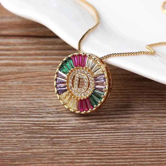 nindin Necklaces Rainbow Initial Pendant