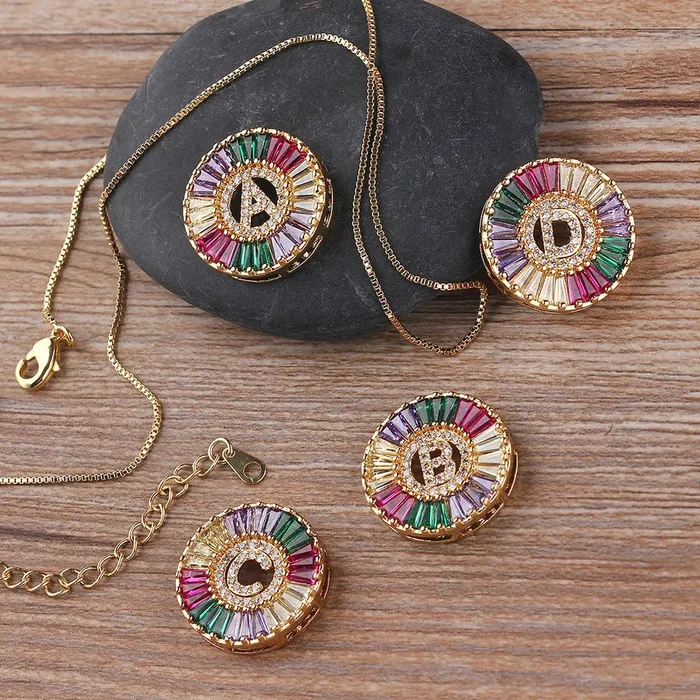 nindin Necklaces Rainbow Initial Pendant