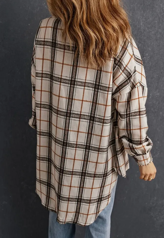 Oversized Plaid Shacket White Lalaloo Rings
