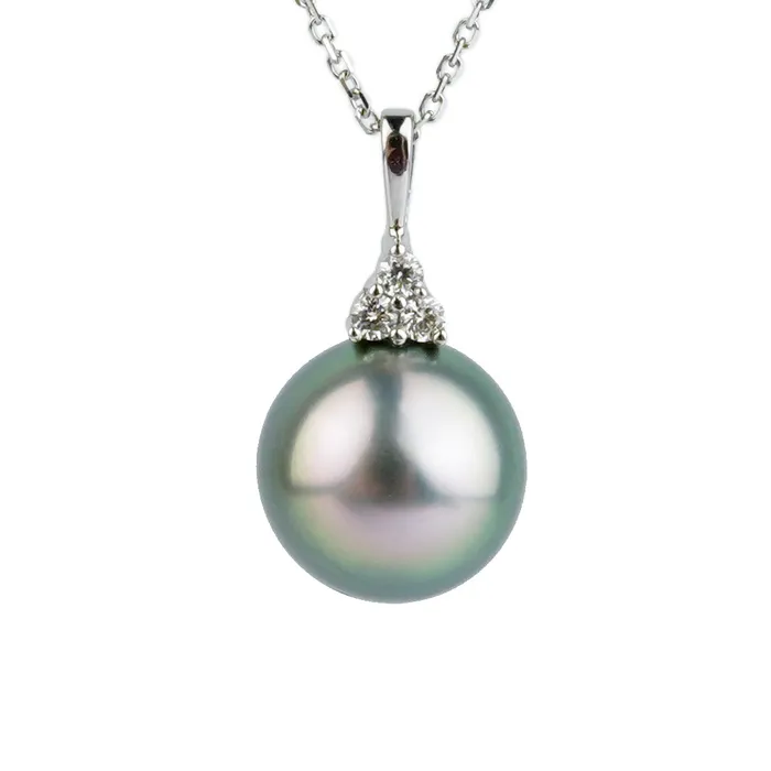 Pink Peacock Tahitian Pearl Diamond Toru Necklace on 14K White Gold Kamoka Pearl Necklaces Pink Peacock Tahitian Pearl Diamond Toru Necklace on 14K White Gold Kamoka Pearl Necklaces
