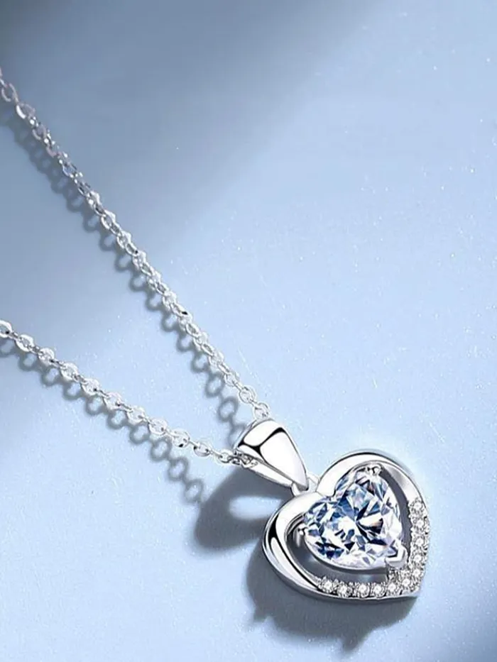 Raajsi by Yellow Chimes Necklaces Raajsi by Yellow Chimes 925 Sterling Silver Pendant for Women Girls Pure Silver Heart Pendant Chain Birthday Gift for Girls Women With Certificate of Authenticity 925 Stamp