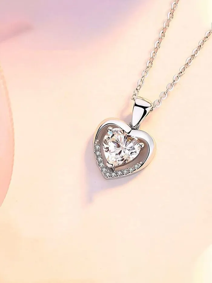 Raajsi by Yellow Chimes Necklaces Raajsi by Yellow Chimes 925 Sterling Silver Pendant for Women Girls Pure Silver Heart Pendant Chain Birthday Gift for Girls Women With Certificate of Authenticity 925 Stamp