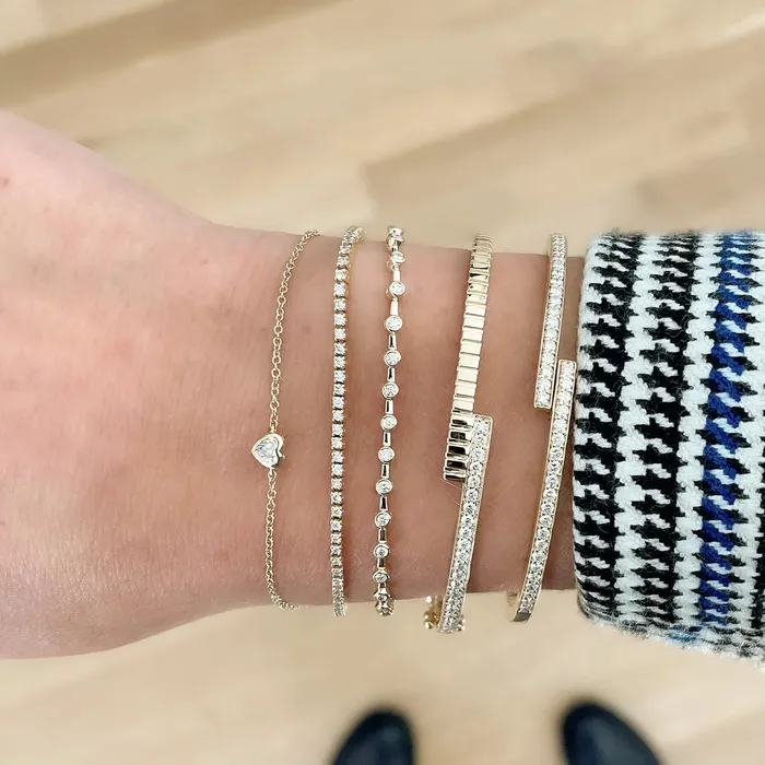 Rachel Reid Bracelets Diamond Bezel Space Line Bracelet
