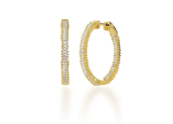 Rachel Reid Earrings Diamond Baguette Hoop Earrings