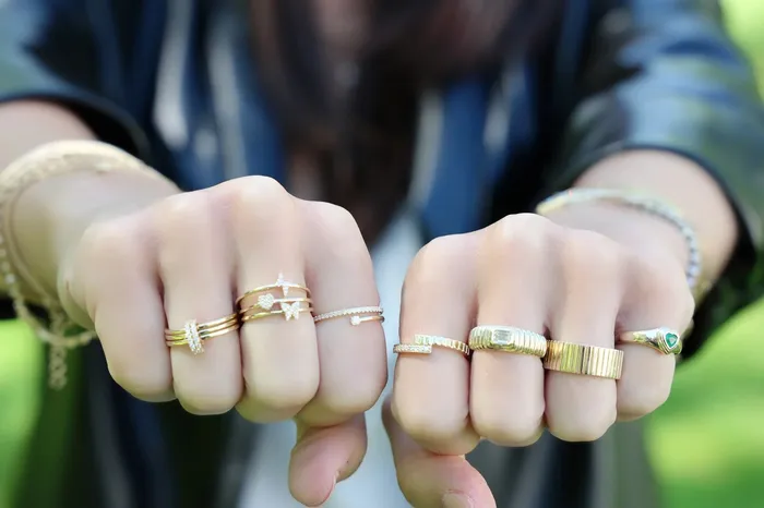 Rachel Reid Rings Two Row Split Diamond Ring Rachel Reid Rings Two Row Split Diamond Ring