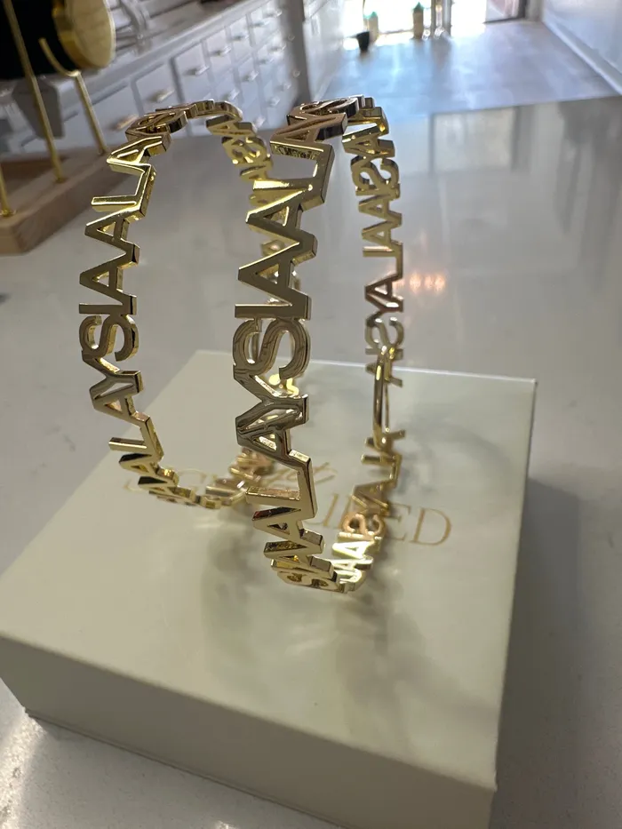 ReadyToShip Hoop Name Earrings Get Signatured Earrings