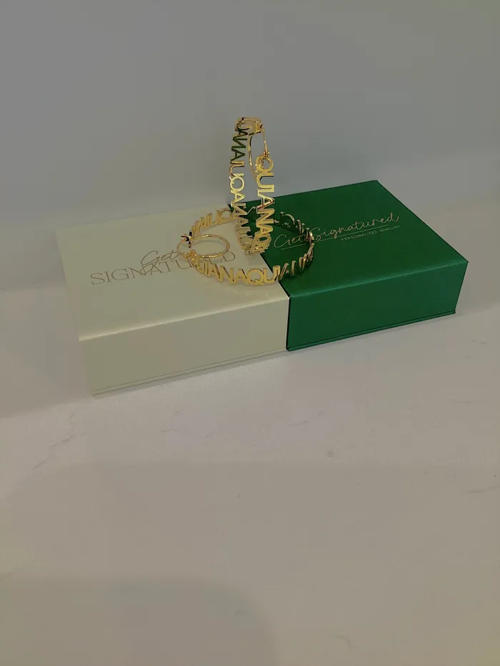 ReadyToShip Hoop Name Earrings Get Signatured Earrings ReadyToShip Hoop Name Earrings Get Signatured Earrings