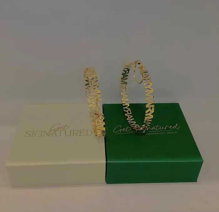 ReadyToShip Hoop Name Earrings Get Signatured Earrings ReadyToShip Hoop Name Earrings Get Signatured Earrings