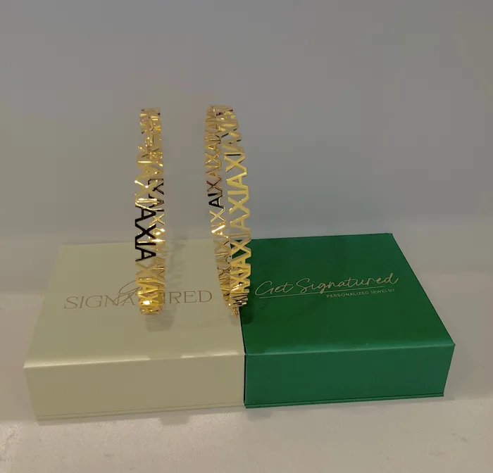 ReadyToShip Hoop Name Earrings Get Signatured Earrings ReadyToShip Hoop Name Earrings Get Signatured Earrings