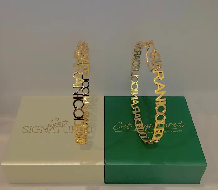 ReadyToShip Hoop Name Earrings Get Signatured Earrings ReadyToShip Hoop Name Earrings Get Signatured Earrings