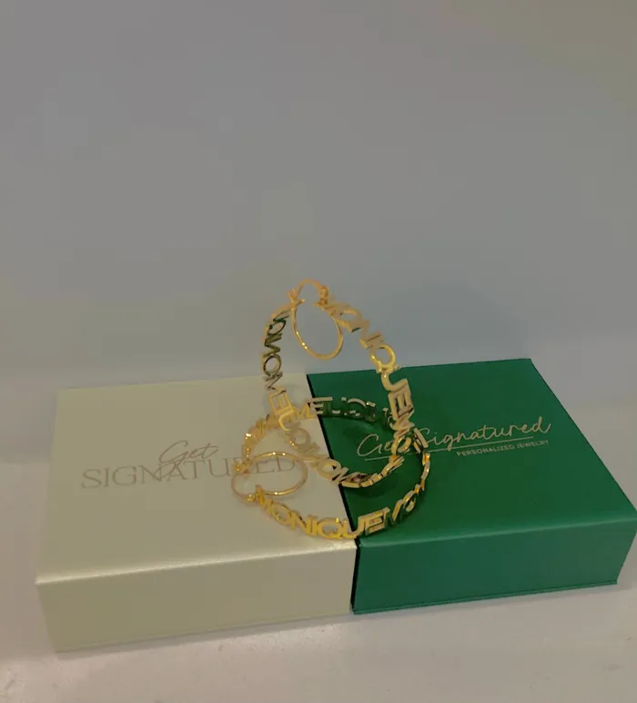 ReadyToShip Hoop Name Earrings Get Signatured Earrings ReadyToShip Hoop Name Earrings Get Signatured Earrings
