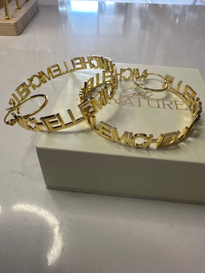 ReadyToShip Hoop Name Earrings Get Signatured Earrings ReadyToShip Hoop Name Earrings Get Signatured Earrings