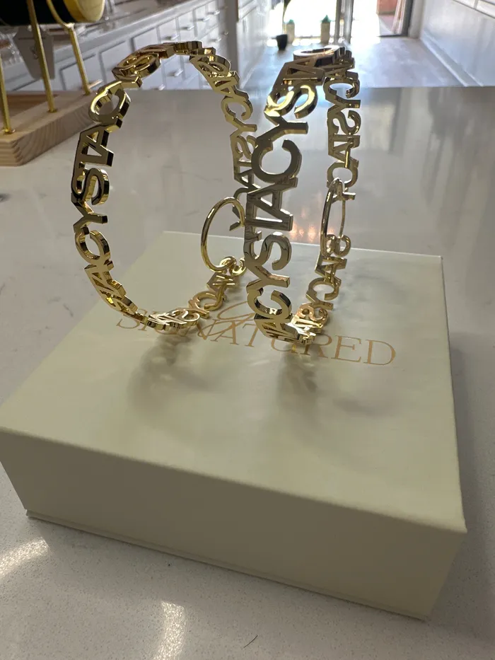 ReadyToShip Hoop Name Earrings Get Signatured Earrings ReadyToShip Hoop Name Earrings Get Signatured Earrings