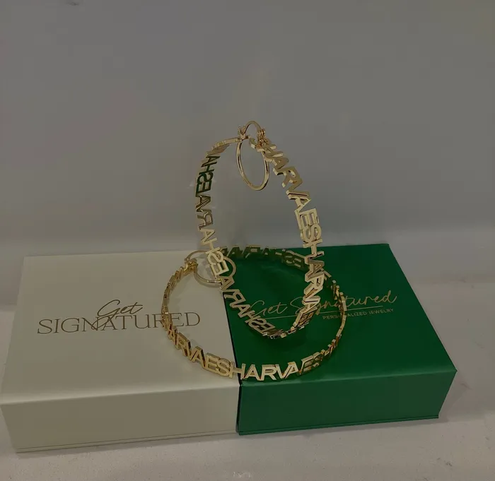 ReadyToShip Hoop Name Earrings Get Signatured Earrings ReadyToShip Hoop Name Earrings Get Signatured Earrings