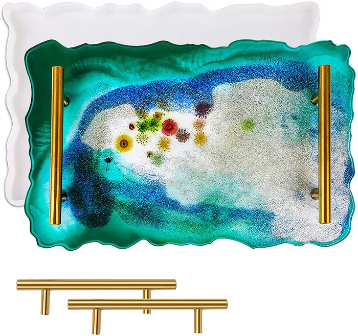 Rectangle tray Mould with frame and handle 9 variants Resinarthub Necklaces