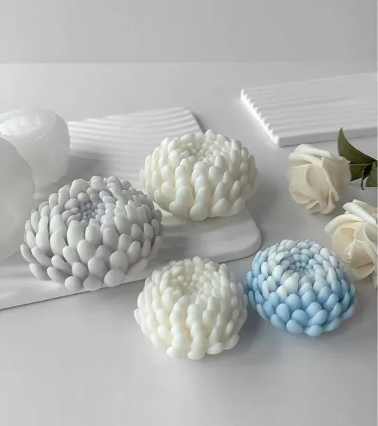 RESIN ART HUB Earrings 3D Chrysanthemum Flower Shaped Candle Silicone Mold